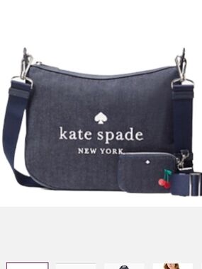 kate spade Denim crossbody with cherry coin pouch